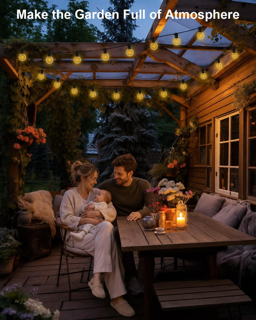 Outdoor String Lights, Smart APP & Remote Control Dimmable Patio Lights with Timer, Plug in LED String Lights