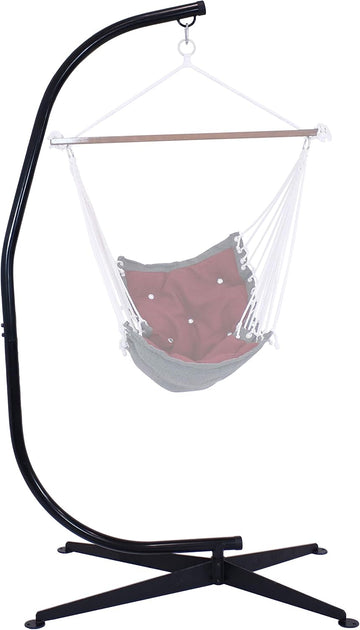 Steel C-Stand for Hanging Hammock Chair, Black | Hammock Swing Frame for Indoor or Outdoor Use, Durable, 300-Pound