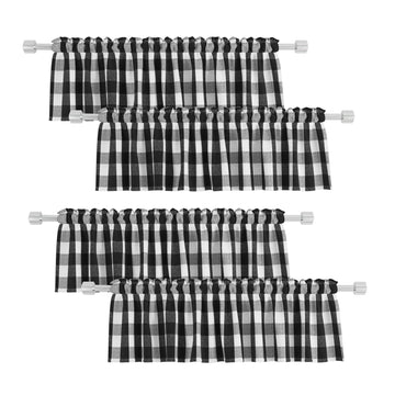 4 Pieces Valances Buffalo Check Curtains Windows Classic Gingham Plaid Bedroom Bathroom Rod Pocket Vintage Country