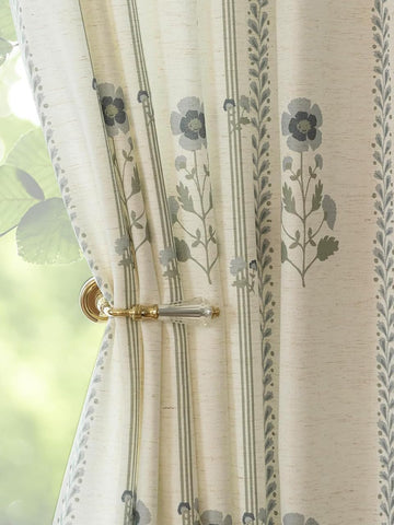 Pinch Pleated Curtains Bedroom Dining Room - 84 Inches Light Filtering Floral Curtains Luxury Linen Drapes Farmhouse