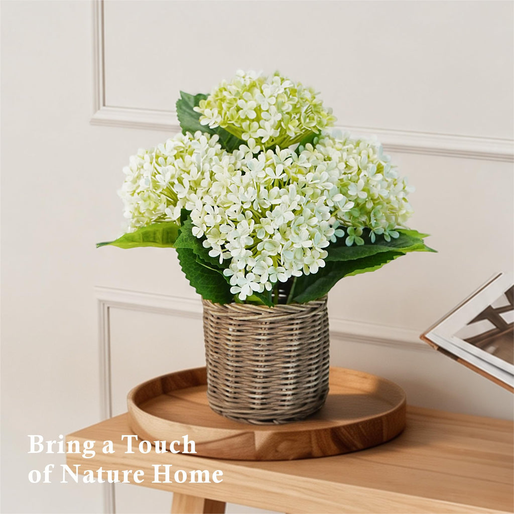 White-Green Artificial in Woven Basket