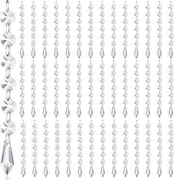 100 Pcs Acrylic Hanging Crystals for Centerpieces Chandelier Clear Crystal Garland Strands Ornament Acrylic Clear