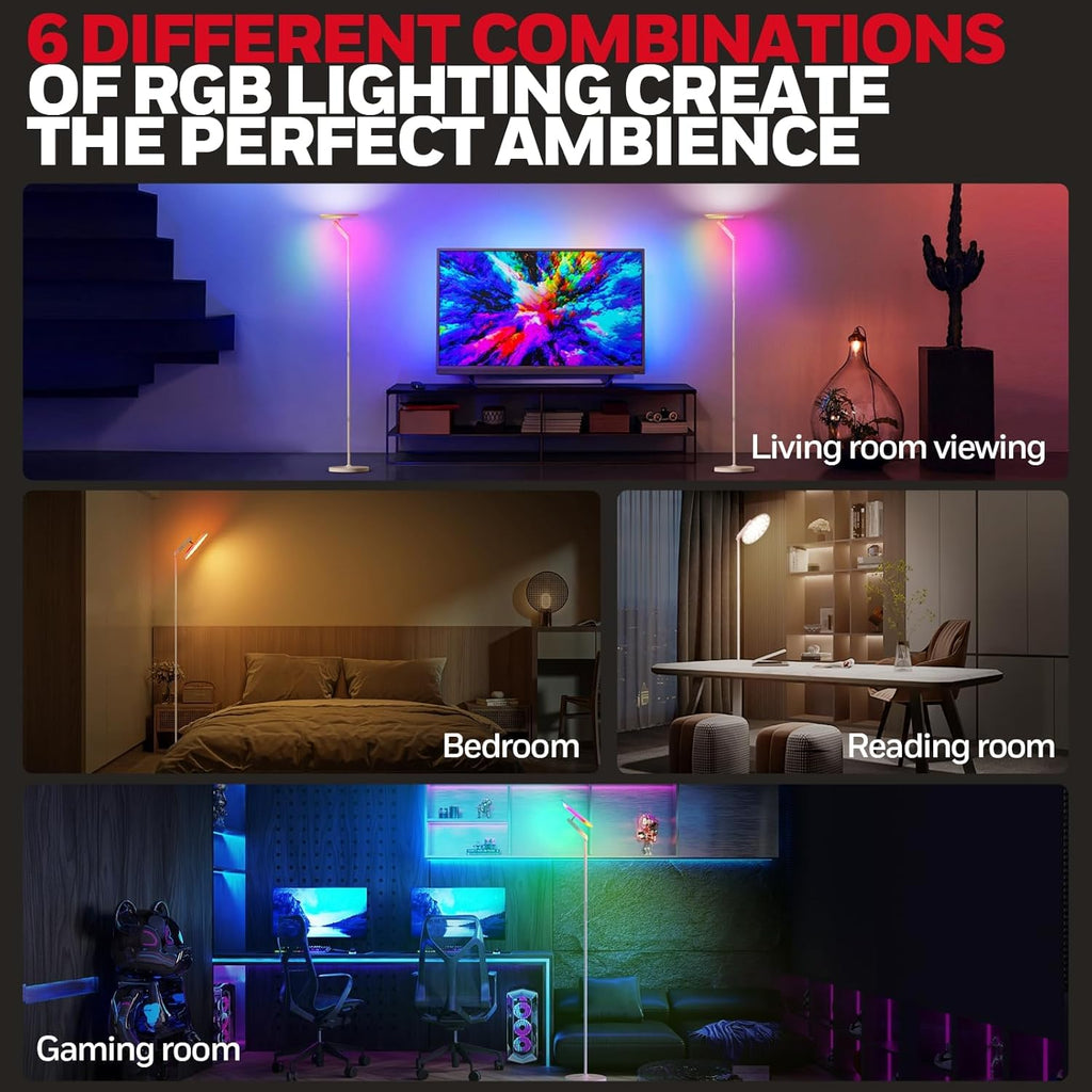3000LM LED Floor Lamp, Torchiere Floor Lamps with Remote Control, F2 Sunturalux 40W Eye-Caring Reading Light