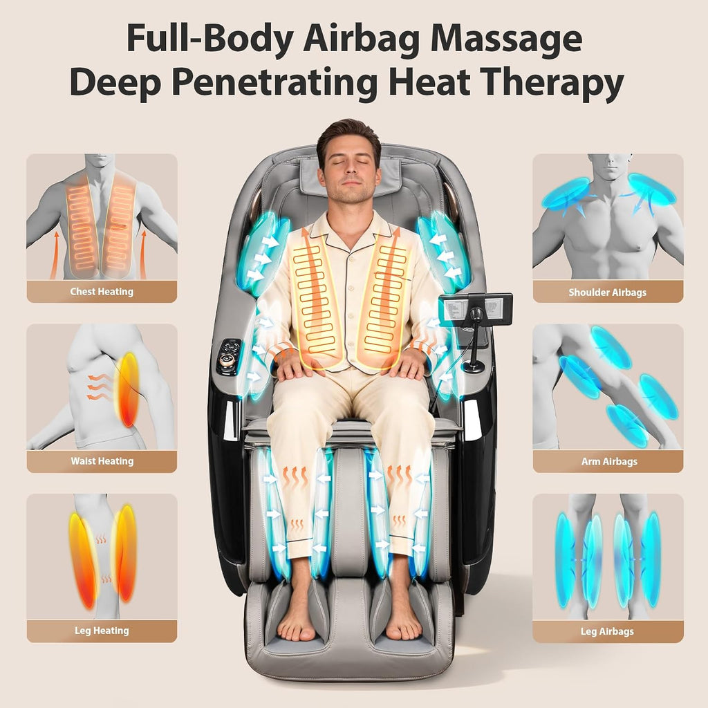 4D Massage Chairs Full Body-53.2" Ultra Long SL Track,32 Airbags | Zero Gravity,Full-Body Air Compression,Core