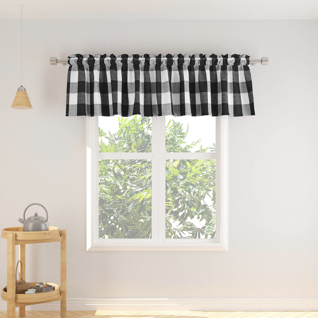 4 Pieces Valances Buffalo Check Curtains Windows Classic Gingham Plaid Bedroom Bathroom Rod Pocket Vintage Country