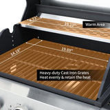 3-Burner Propane Gas Grill with Side Burner, 39,000 BTU Outdoor BBQ Grill with Cast Iron Grates and Storage Cabinet