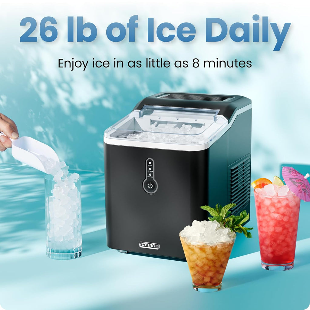 By Nugget Ice Maker Countertop, Pebble Ice Maker Machine, 26 lb in 24 Hours, Ready in 6 Minutes, Removable Ice