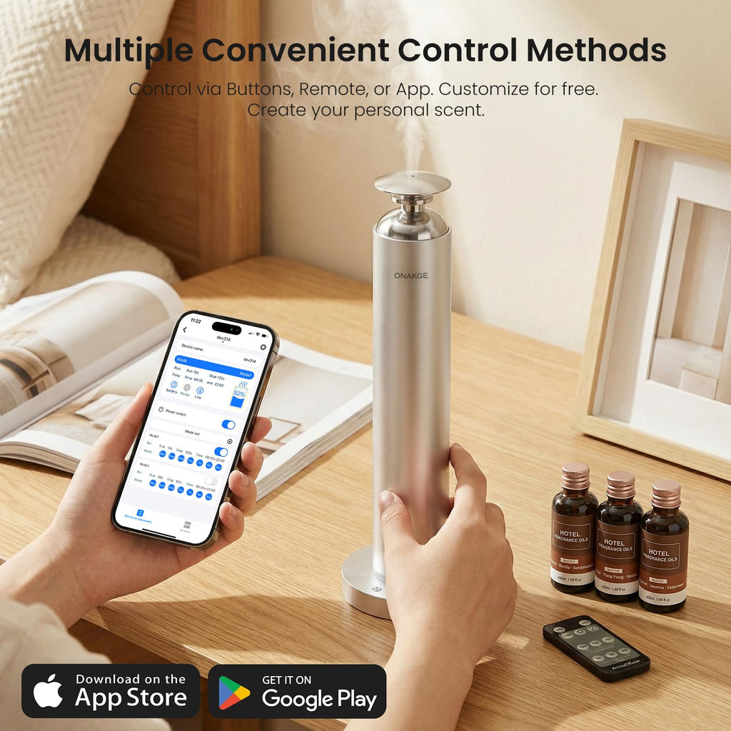 Waterless Aroma Diffuser, 8000mAh Essential Oil Diffuser with App & Remote
