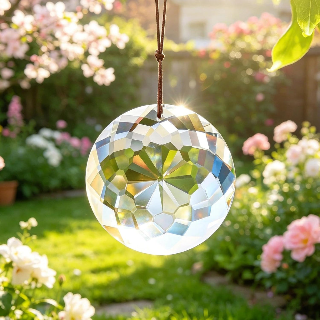 75mm Large Prism Hanging Crystal Suncatcher Clear Sun Catcher Indoor Window - Crystal Flower of Life Prisms