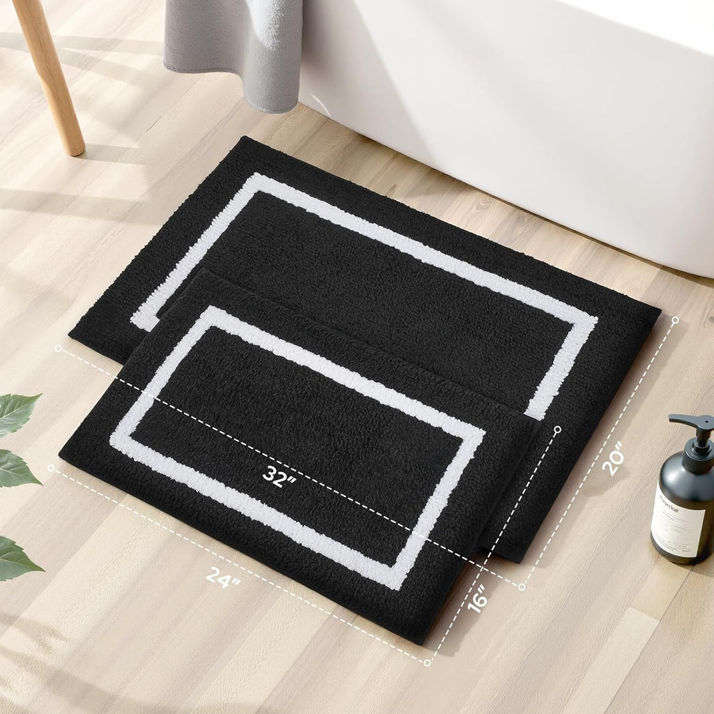 Bathroom Rugs Sets 2 Piece, Super Soft and Absorbent Microfiber Tufted Bath Mats, Non-Slip and Machine Washable Bath