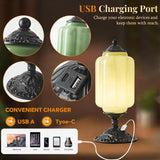 Milk Glass Table Lamp, Touch Control with USB Charging Port Vintage Bedside Desk Lamp Stepless Dimming Living Room