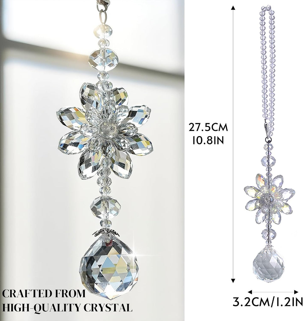 Clear Crystal Ball Flower Prism Suncatcher Car Mirror Charm Decor - Crystal Ball Flower Prism Suncatcher Charm Feng
