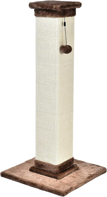 Sturdy Cat Scratching Post for Indoor Cats & Kittens, Classic Single Post with Sisal Rope, Jute Fiber, Wood Base