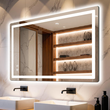 30x45 LED Bathroom Vanity Mirror with Lights, Anti-Fog, Dimmable
