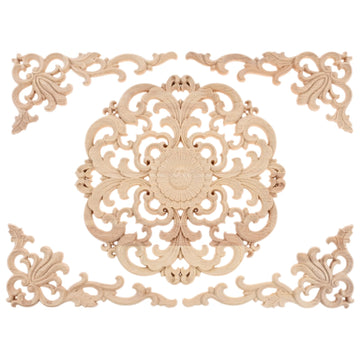 5Pcs Wood Appliques Onlays Decorative Furniture Appliques