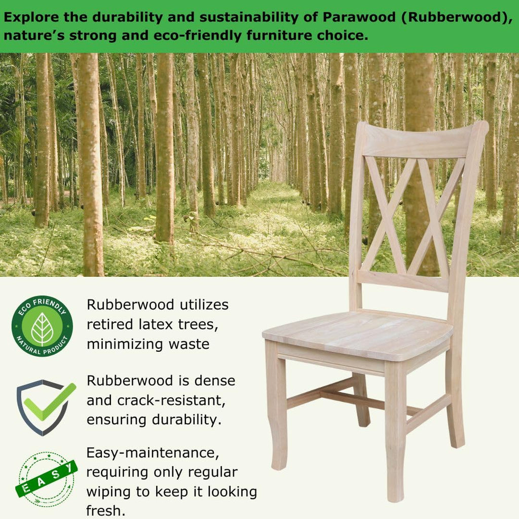 Set of 2 Double X-Back, Armless, Real Wood, Kitchen/Dining/Accent, 19.9"W x 22"D x 41.3"H, 225 Lbs Wt. Capacity