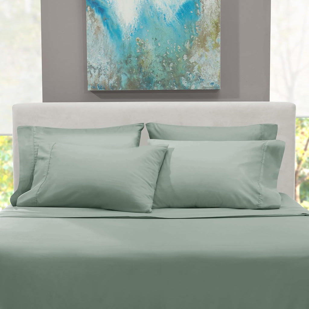 Extra Deep Pocket Sheet Sets, Luxury Soft 6 Piece Bed Sheet Set Fits Mattress 18-24 Inches - Queen, Sage Green New