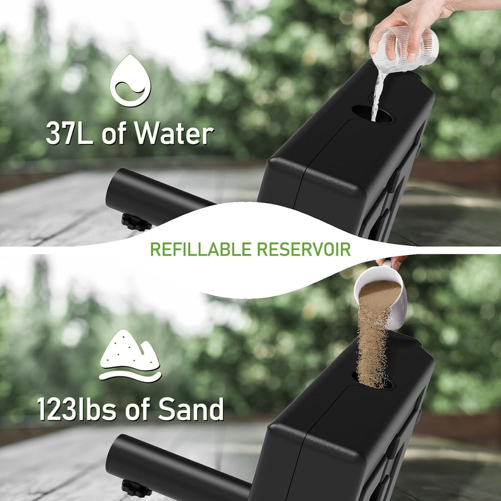Patio Umbrella Base with Wheels and Handle, 120lbs Heavy Duty Umbrella Stand, Rust-Resistant and Windproof Design