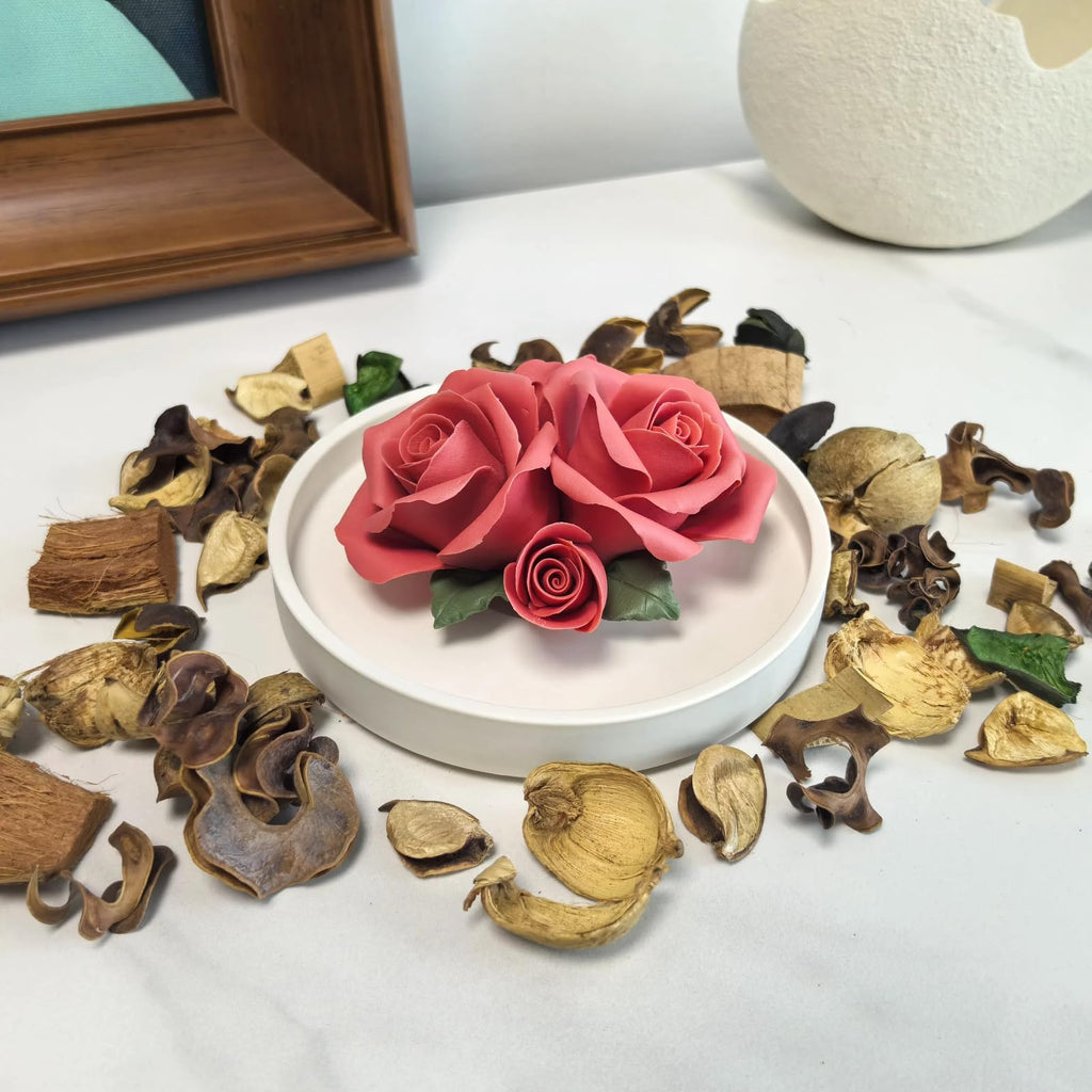 Passive Diffuser, Handmade Ceramic Rose Essential Oil Diffuser, Non-Electric Artisan Home Fragrance Decor and