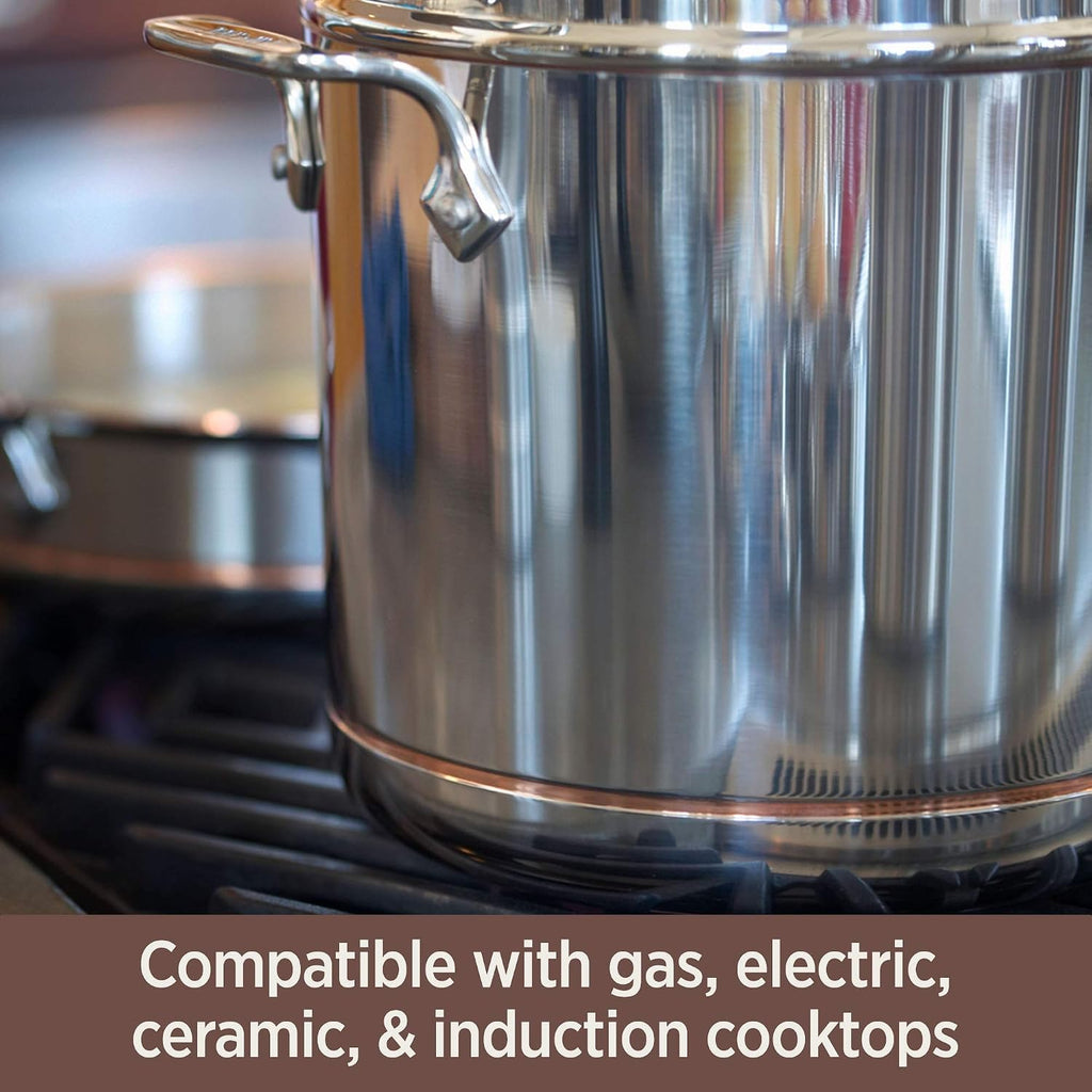 Copper Core 5-Ply Stainless Steel Cookware Set 10 Piece Induction Oven Broiler Safe 600F Pots and Pans Silver