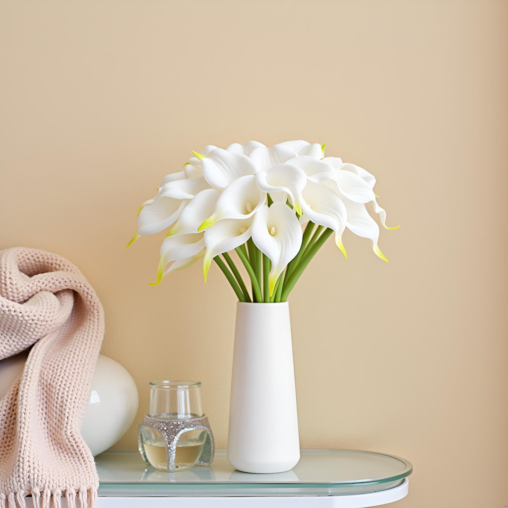 20 Pack Calla Lily Artificial Flowers, White Real Touch