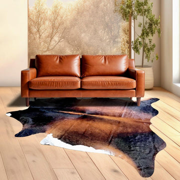 Genuine Cowhide Rug XL - Real Brazilian Leather in Mahogany Brown | 6x7-8 ft (180x220 cm) | Natural Area Rug , or