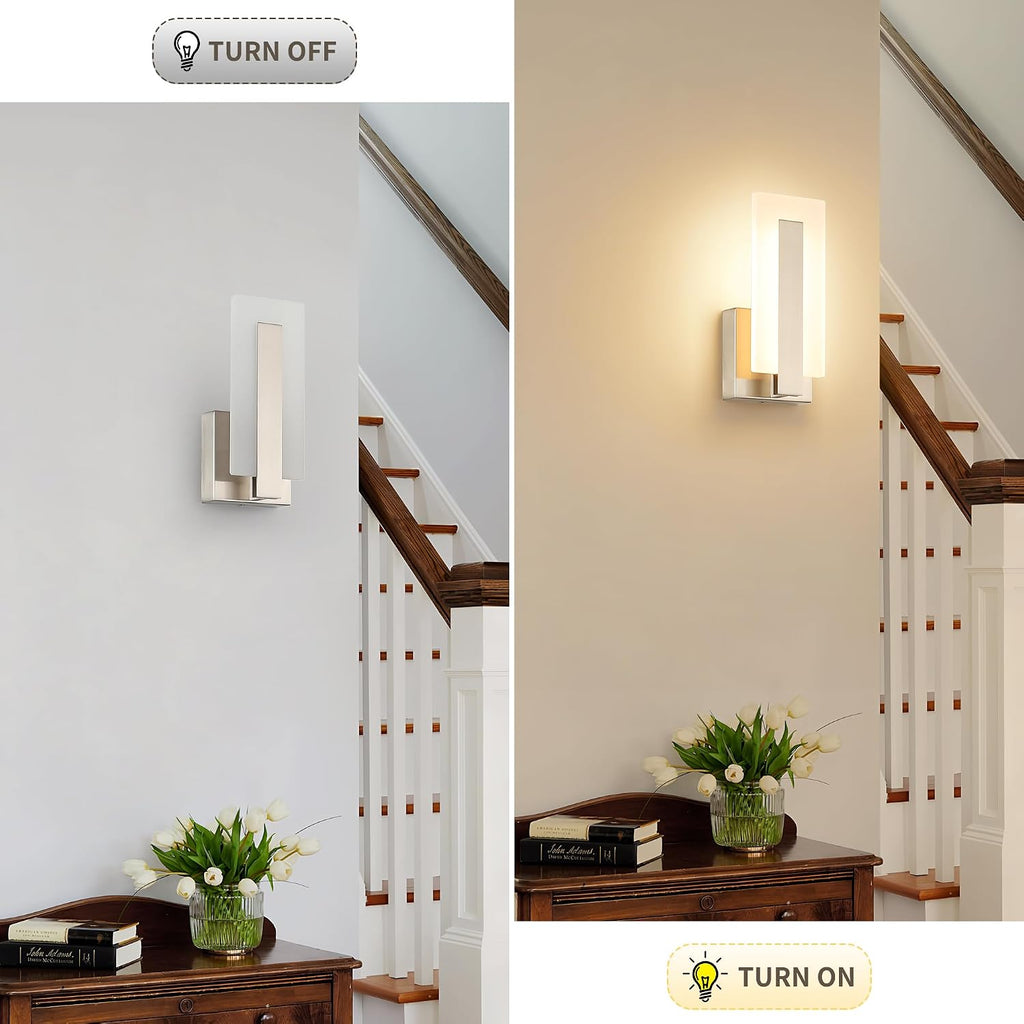 Modern LED Wall Sconce Set of 2, Hardwired 3000K Warm White Light Wall Lights, 7W Up and Down Wall Mount Light, 9.76