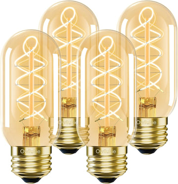 E26 LED Bulb 6W Equivalent 60 watt, Vintage Edison Bulbs, Warm White 2700K Amber E26 Edison Bulb dimmable,Tubular T14 - Set of 4