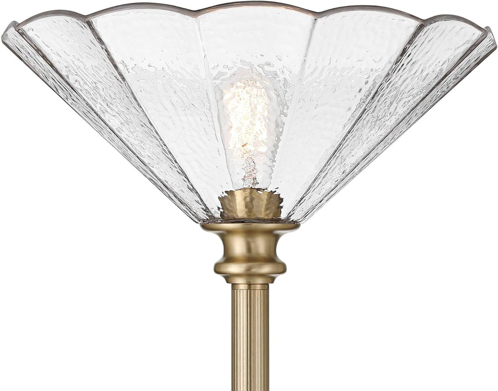 Harmony 72" High Antique Brass and Cast Glass Torchiere Floor Lamp