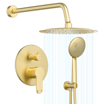 Shower System, 12" Shower Faucet Set with Handheld,Brushed Gold
