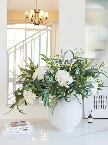 Artificial Flowers with Greenery Stems Faux Plants Indoor Branches for Tall Vase Ultra-Realistic, 13 Pcs Wedding