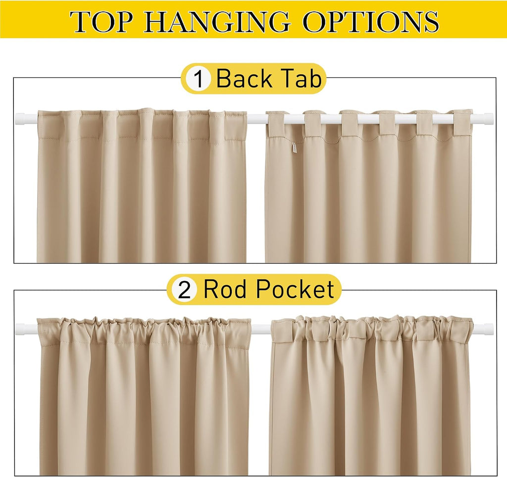 2 Panels Outdoor Curtains Waterproof Windproof W52 x L84 | Top & Bottom Fixed Weatherproof Gazebo Drapes with Free