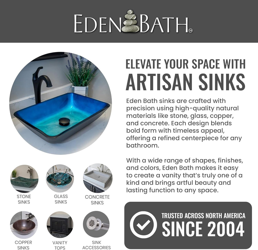 Eden Bath Clear Free-Form Wave Rim Round Glass Sink Bowl Bathroom Vessel Sink for Vanity Top