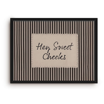 Hey Sweet Cheeks Wall Art Framed Funny Bathroom Decor 12x16 Inch