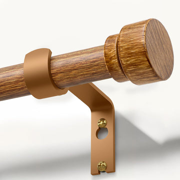 Wood Curtain Rods for Windows 1" Diameter Boho Decorative Heavy Duty Long Window Curtain Rod
