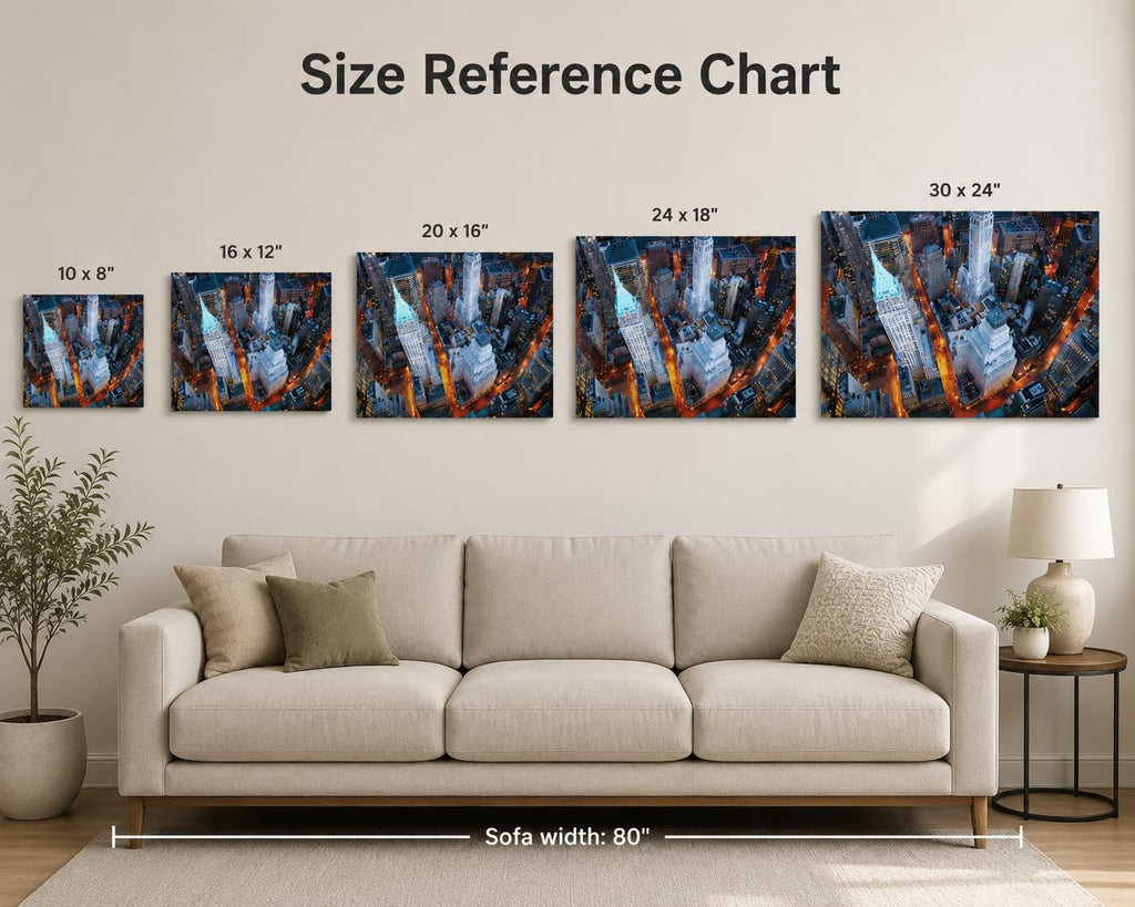 New York Skyline Canvas Wall Art, Aerial City Streets Print, Gallery Wrapped Urban Photography Wall Decor Room, Ready