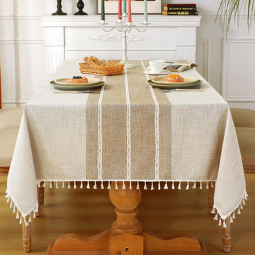 Rustic Tablecloth Cotton Linen Waterproof Farmhouse Tablecloth Burlap Table Cloths Dining Cloth Table Cloth for