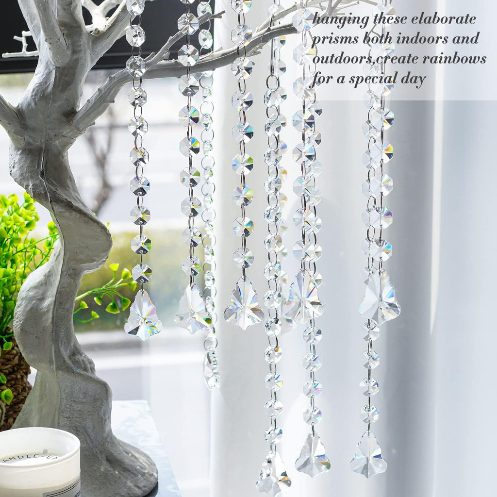 10 Pack Hanging Chandelier Maple Leaf Crystals