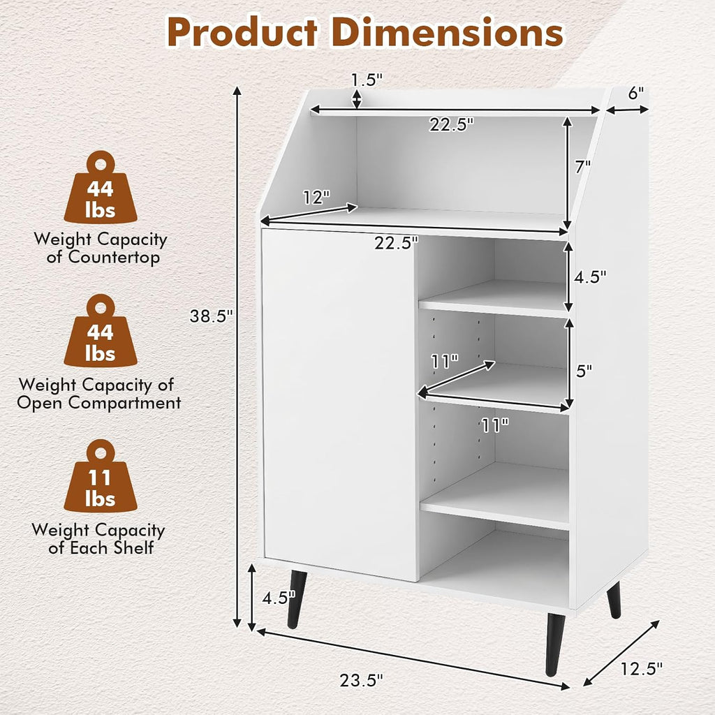 Shoe Storage Cabinet w/Single-Door, Adjustable Shelves | 7-Tier Entryway Cabinet w/Open Compartment, Anti-Tipping