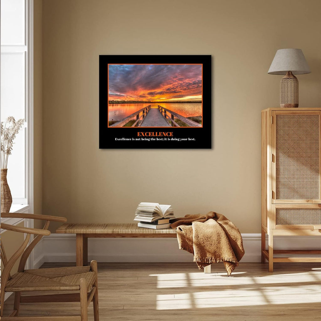 Excellence Canvas Quotes Art - Inspiring & Motivational Wall Prints Decor - Engaging Design with Uplifting Messages