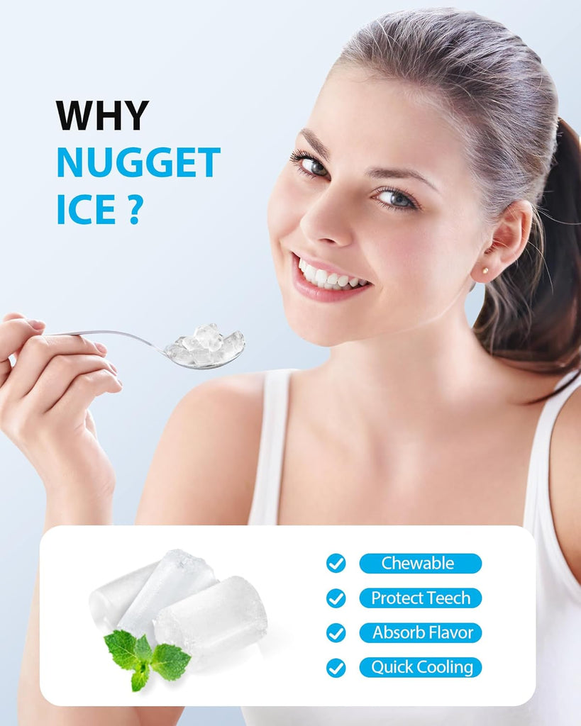 Nugget Ice Maker 40Lbs/24H, Countertop Soft Chewable Ice Pebble Ice Machine, One-Click Operation, Auto Self-Cleaning
