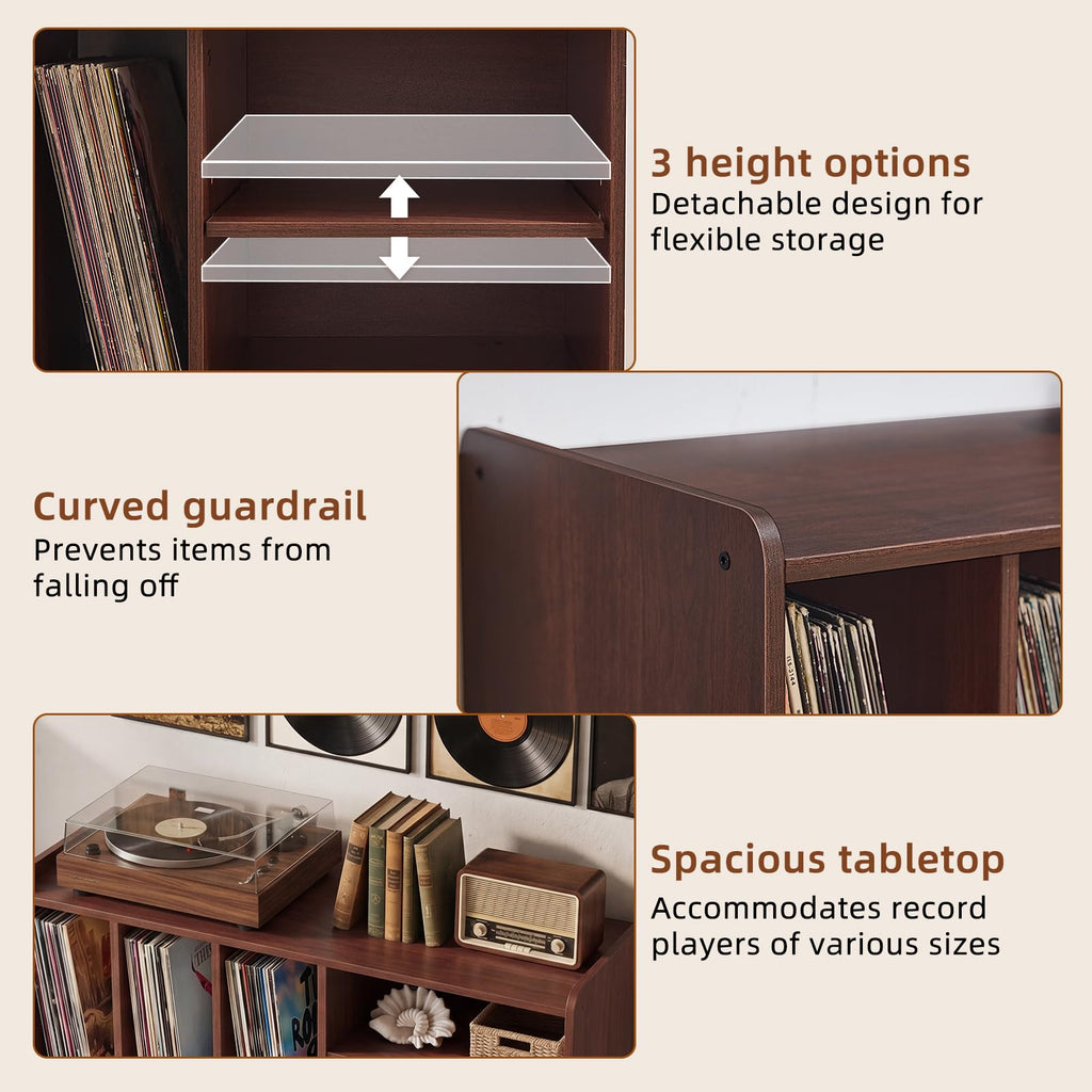 Large Record Player Stand, 32" Turntable Stand, Walnut