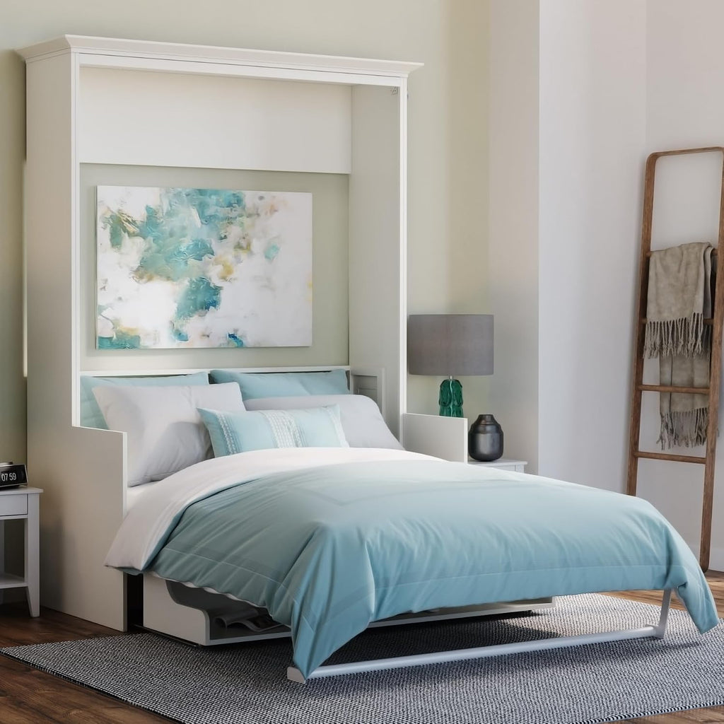 Queen Murphy Bed with Desk | Engineered and Solid Wood Construction | Smooth Painted Finish - No Melamine Used