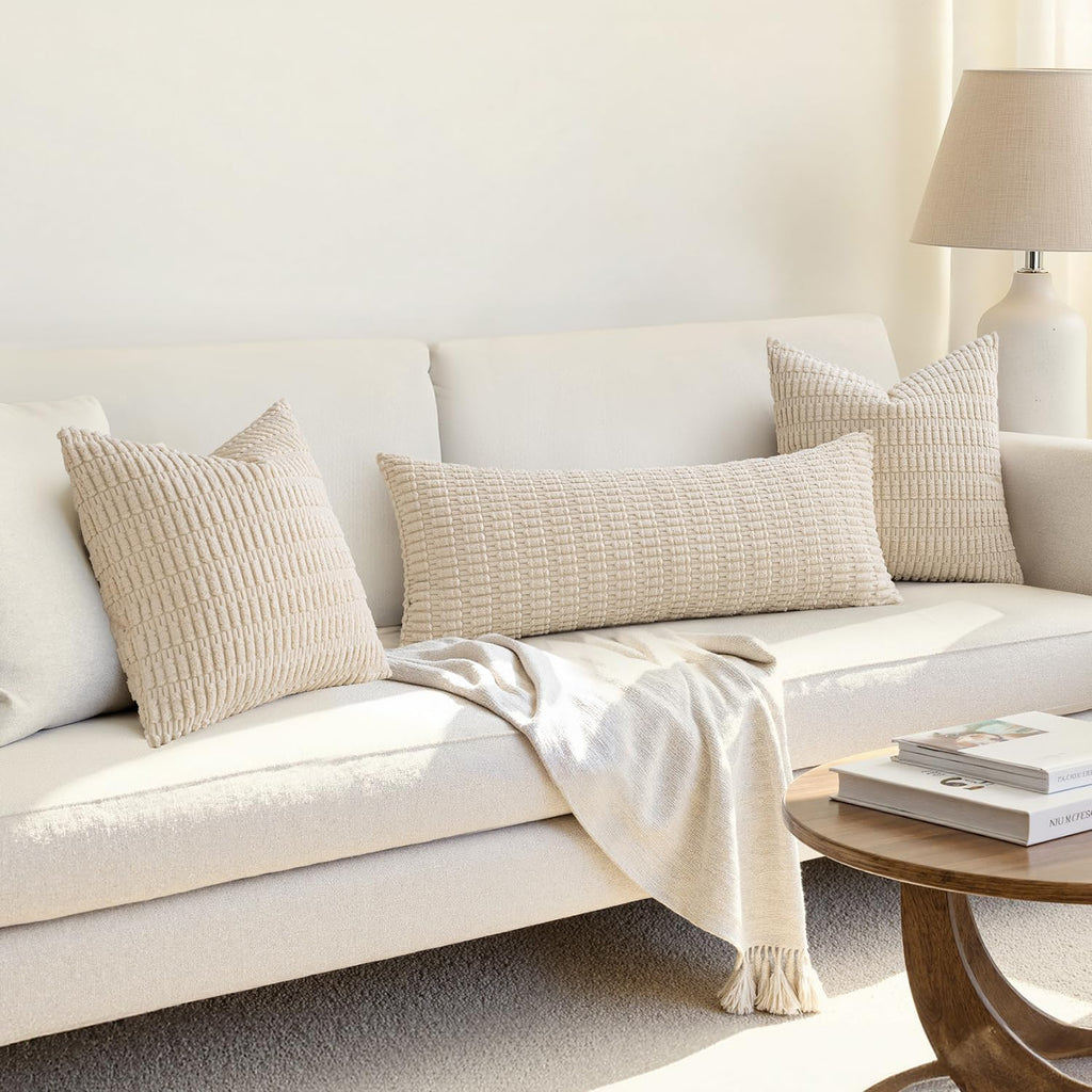Pack of 1 Cream White Long Body Lumbar Decorative Throw Pillow Cover 14x36 Inch