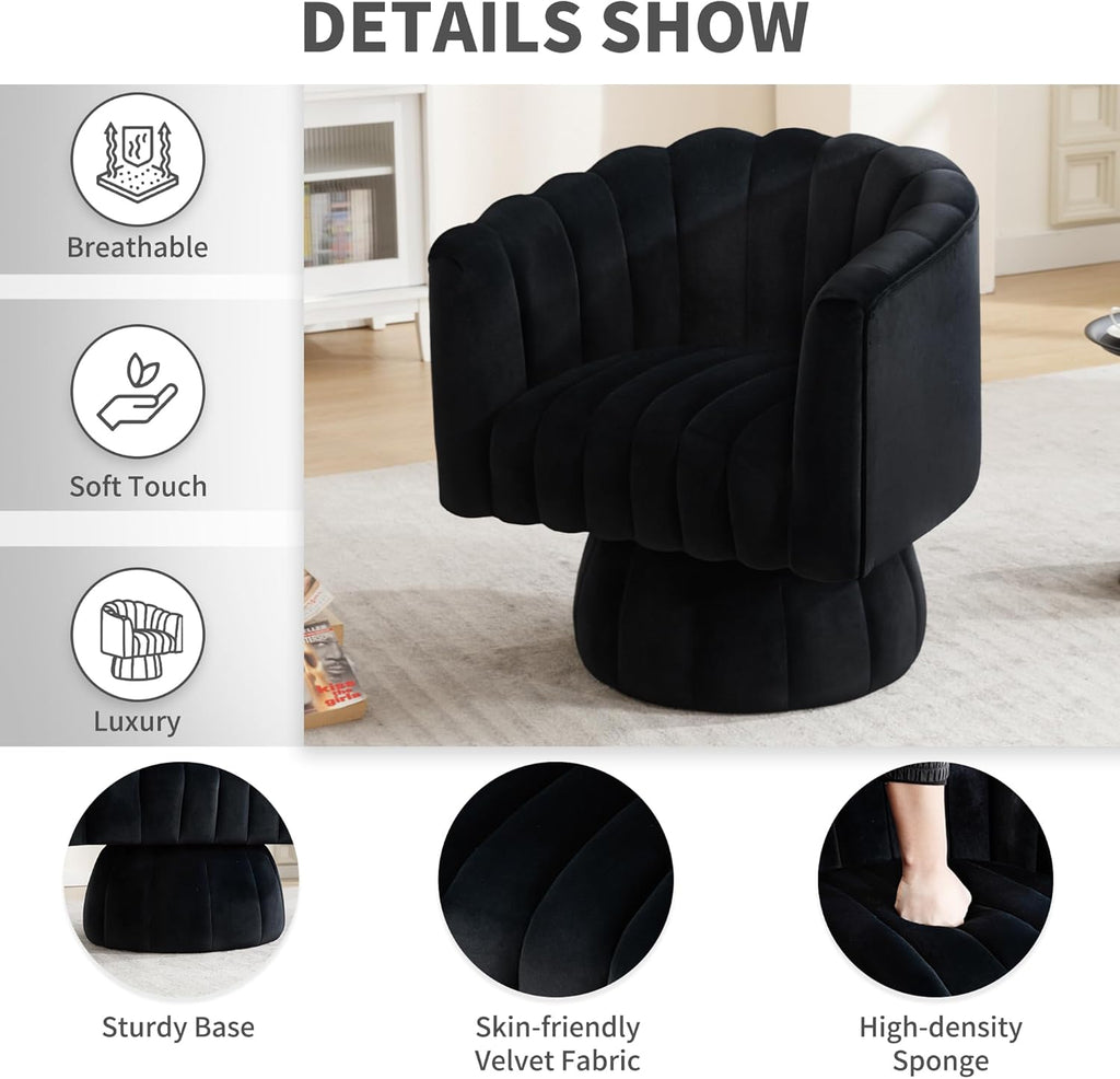 Swivel Accent Barrel Chair Set of 2- Cute Comfy Small Round 360° Arm Chair Velvet Sofa Club Reading Chair Bedroom