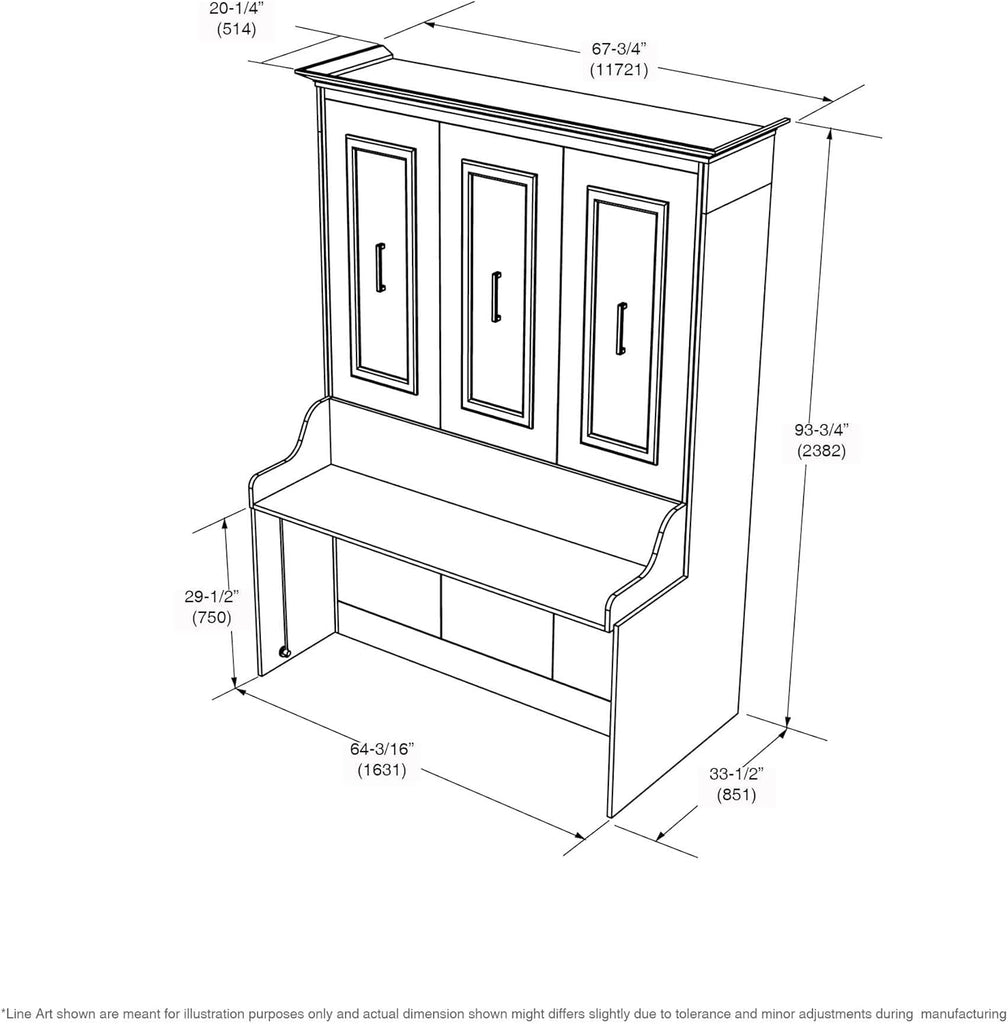 Queen Murphy Bed with Desk | Engineered and Solid Wood Construction | Smooth Painted Finish - No Melamine Used