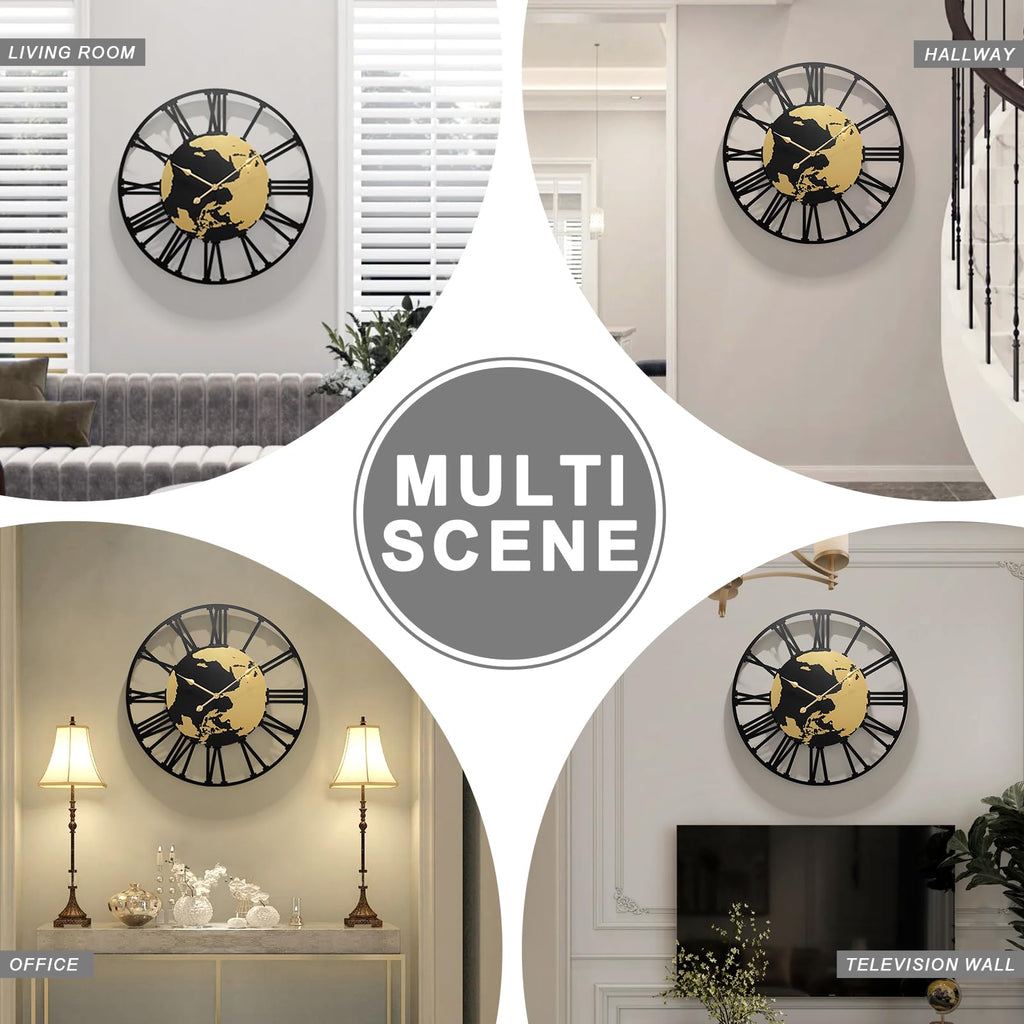 Large Wall Clocks Decor, World Map Large Round Wall Clock 30 Inches Or Larger Clock /Living Room/Kitchen/Dining Room