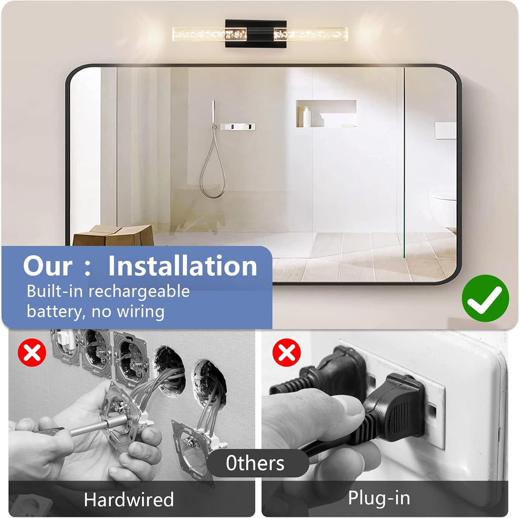 Crystal Wall Sconces Battery Operated,Wireless Wall Sconces Set of 2 with Remote,12000mah Rechargeable LED Wall Lamp