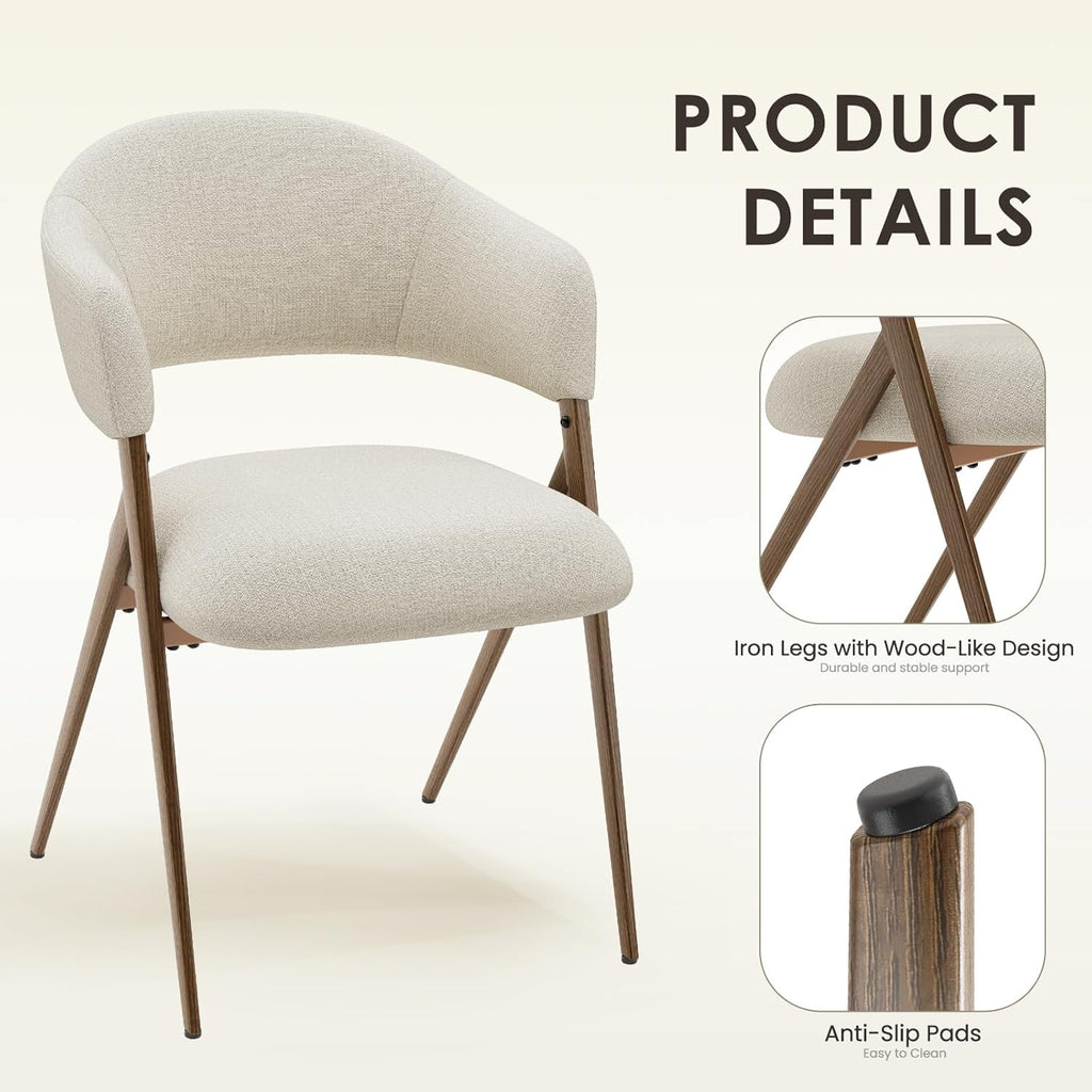Dining Chairs Set of 2, Modern Fabric Upholstered Dining Room Kitchen Side Chairs with Iron Legs