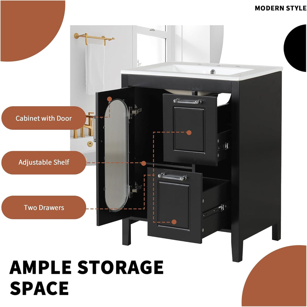 Harper & Bright Designs 24" Bathroom Vanity with Sink